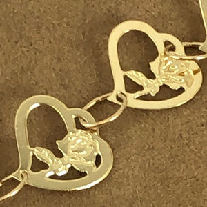 Vintage Accessories - Girls 5 Inch 14K Gold Hearts & Roses Bracelet Vintage Accessories - Girls 5 Inch 14K Gold Hearts & Roses Bracelet